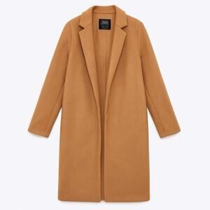 Zara Camel Coat – Classic Minimalist Wool‑Blend Straight Coat S - Quiet Luxury